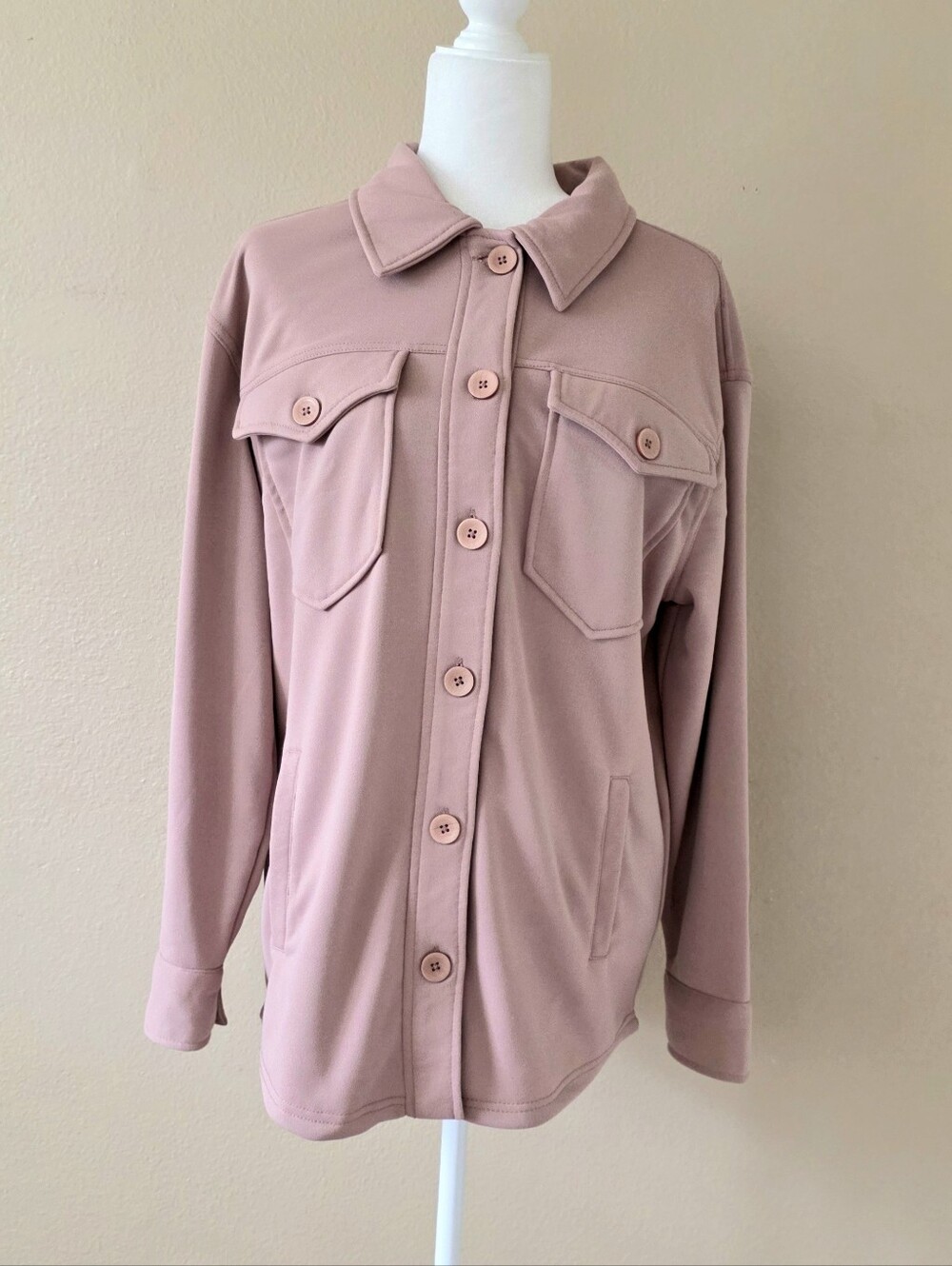 Bagatelle Collection Womens Dusty Rose Heavy Knit Shacket Fall Essential Casual